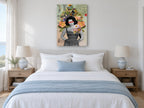 Poison Caution Bouquet floral canvas print on the wall of a coastal bedroom