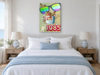 Retro Computer Collage animal canvas print on the wall of a bedroom
