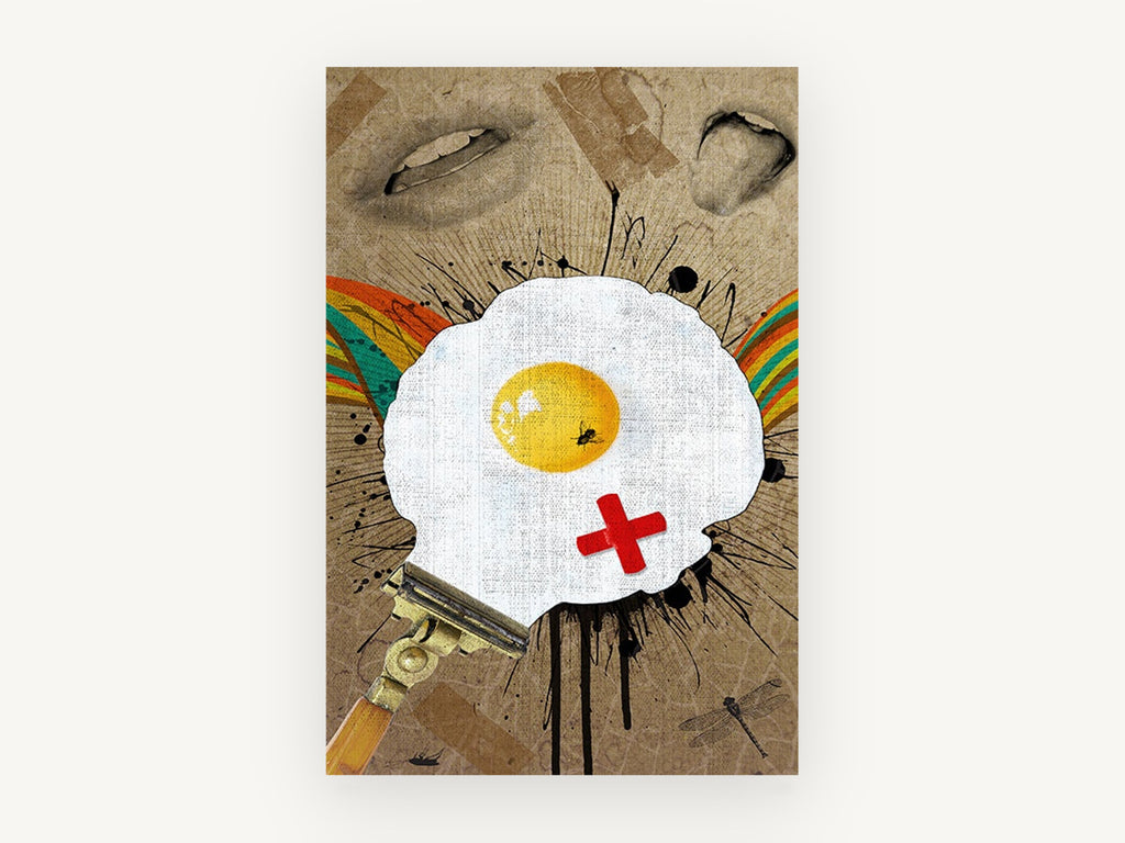 Razor Fried Egg, kitchen canvas wall art print, front view