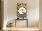 Razor Fried Egg kitchen canvas print on the wall of a hallway