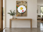 Razor Fried Egg kitchen canvas print on the wall of a entry hall
