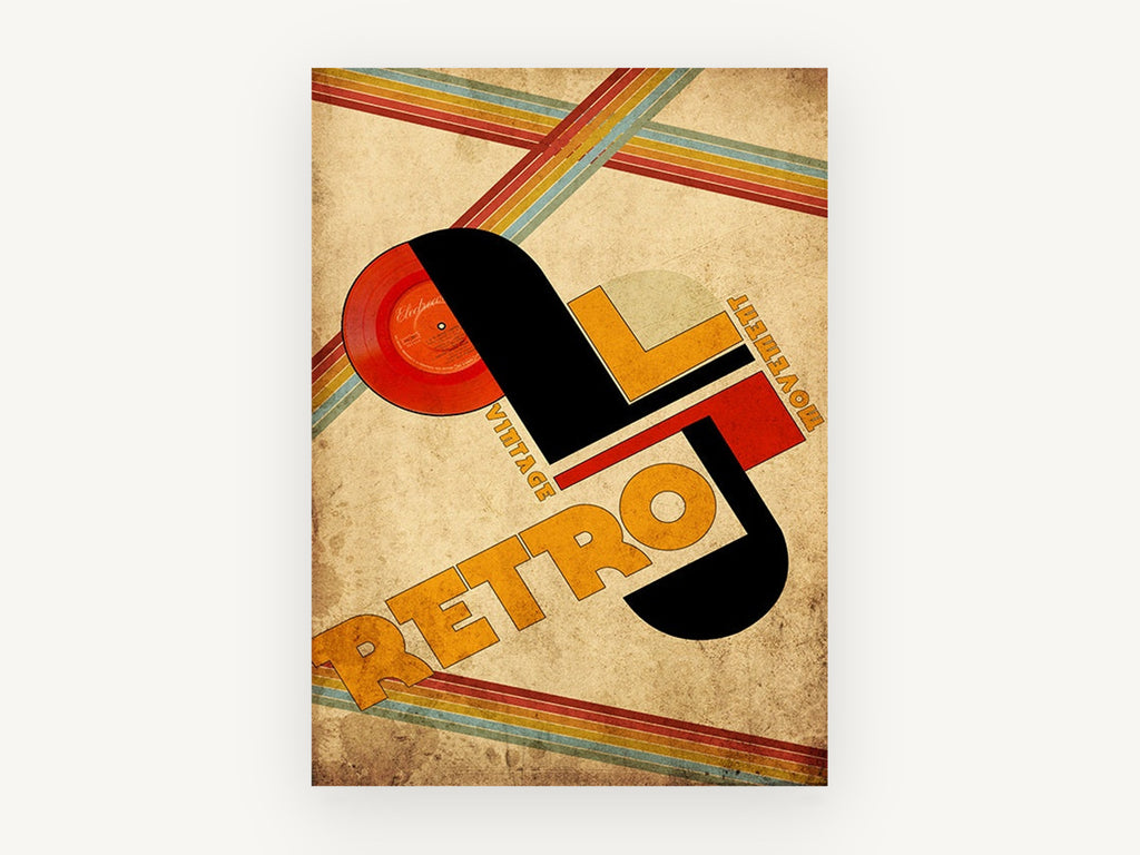 Retro Vinyl Movement, vintage canvas wall art print, front view