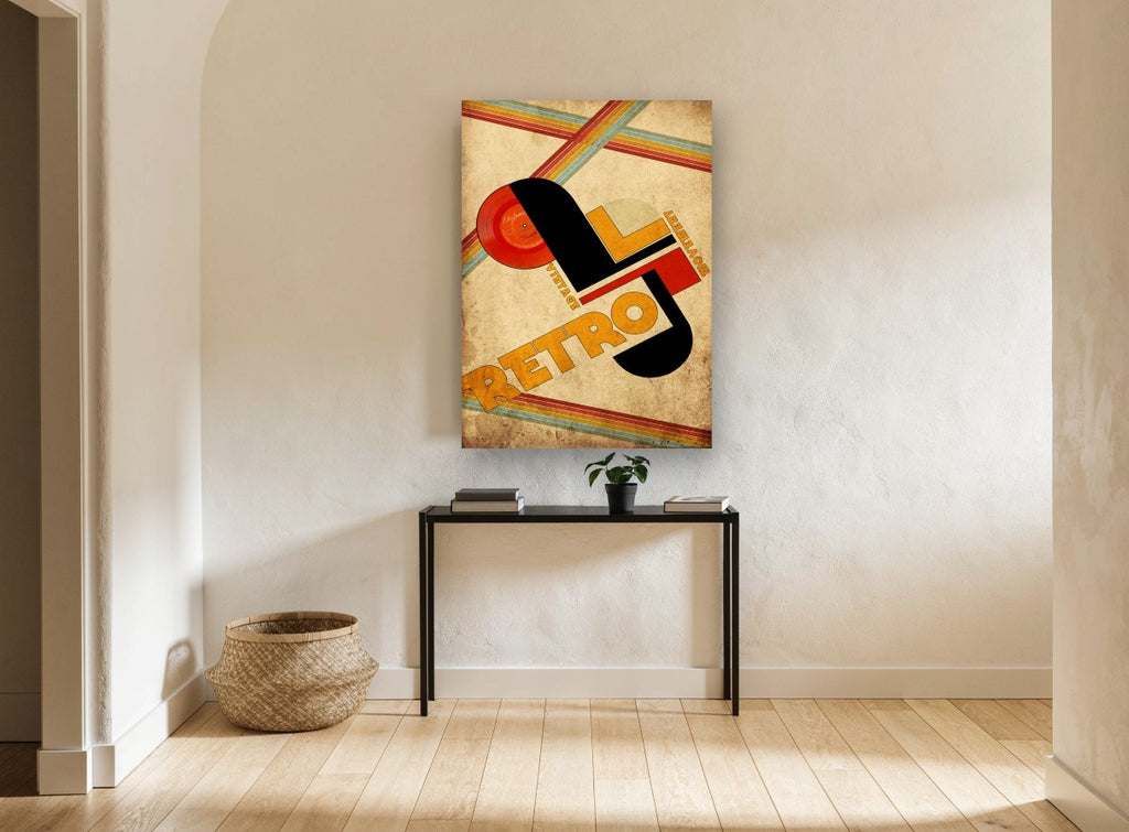 Retro Vinyl Movement vintage canvas print on the wall of a hallway