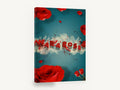 Roses In Red Splatter, war and roses red typography poster, floral canvas wall art print ready to hang
