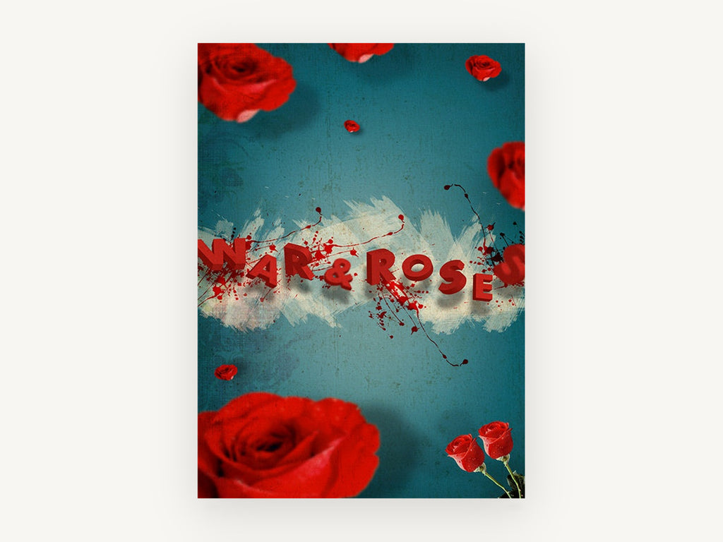 Roses In Red Splatter, floral canvas wall art print, front view