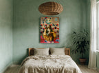 Pilgrim Among Blooms floral canvas print on the wall of a bedroom