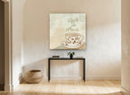 Paris Café Teacup kitchen canvas print on the wall of a hallway