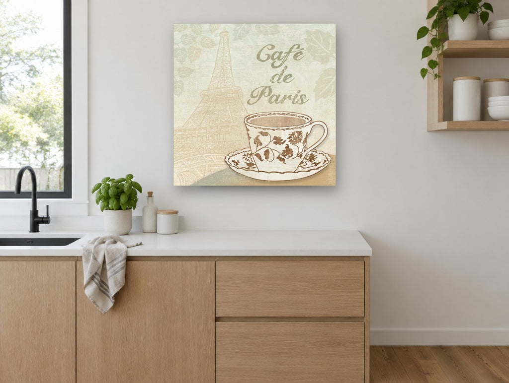 Paris Café Teacup kitchen canvas print on the wall of a kitchen