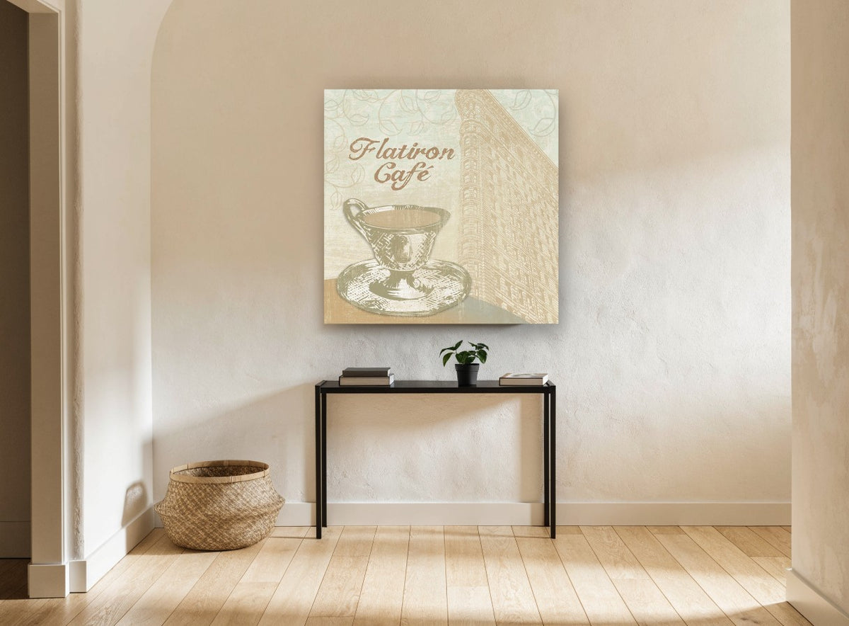 Flatiron Coffee Corner kitchen canvas print on the wall of a hallway