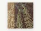 Fern Fronds on Burlap, floral canvas wall art print, front view