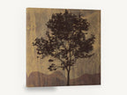 Lone Tree on Burlap, tree silhouette burlap texture landscape, floral canvas wall art print ready to hang
