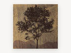 Lone Tree on Burlap, floral canvas wall art print, front view