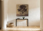 Lone Tree on Burlap floral canvas print on the wall of a hallway