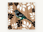 Sparrow on Woodgrain, floral canvas wall art print, front view