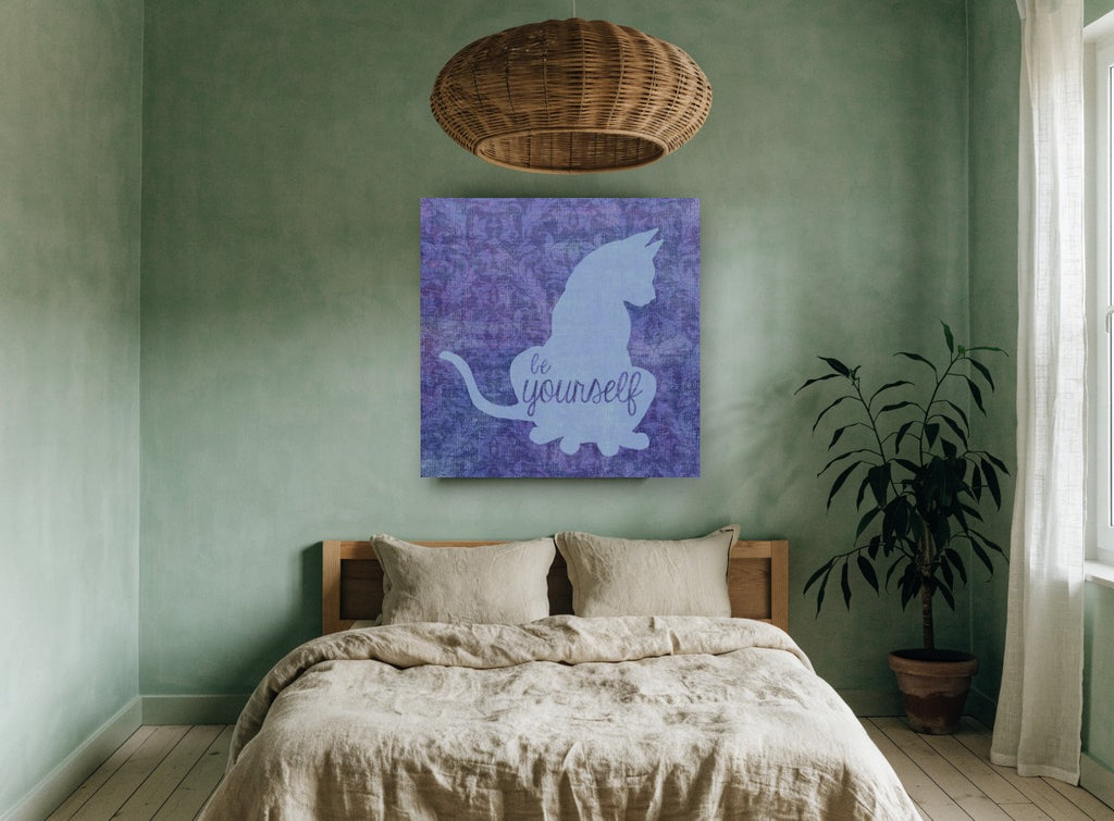 Be Yourself Cat animal canvas print on the wall of a bedroom