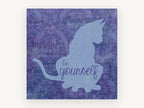 Be Yourself Cat, purple cat silhouette typography illustration, animal canvas wall art print, front view