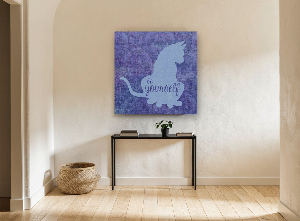 Be Yourself Cat animal canvas print on the wall of a hallway