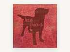 True Friend Dog Silhouette, red dog silhouette typography illustration, animal canvas wall art print, front view