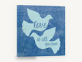 Two Doves Love Quote, blue doves love typography, animal canvas wall art print ready to hang