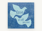 Two Doves Love Quote, blue doves love typography, animal canvas wall art print, front view