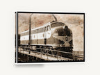 Erie Diesel on Turntable, vintage erie diesel locomotive photo, stretched canvas wall art print ready to hang