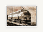 Erie Diesel on Turntable, vintage canvas wall art print, front view