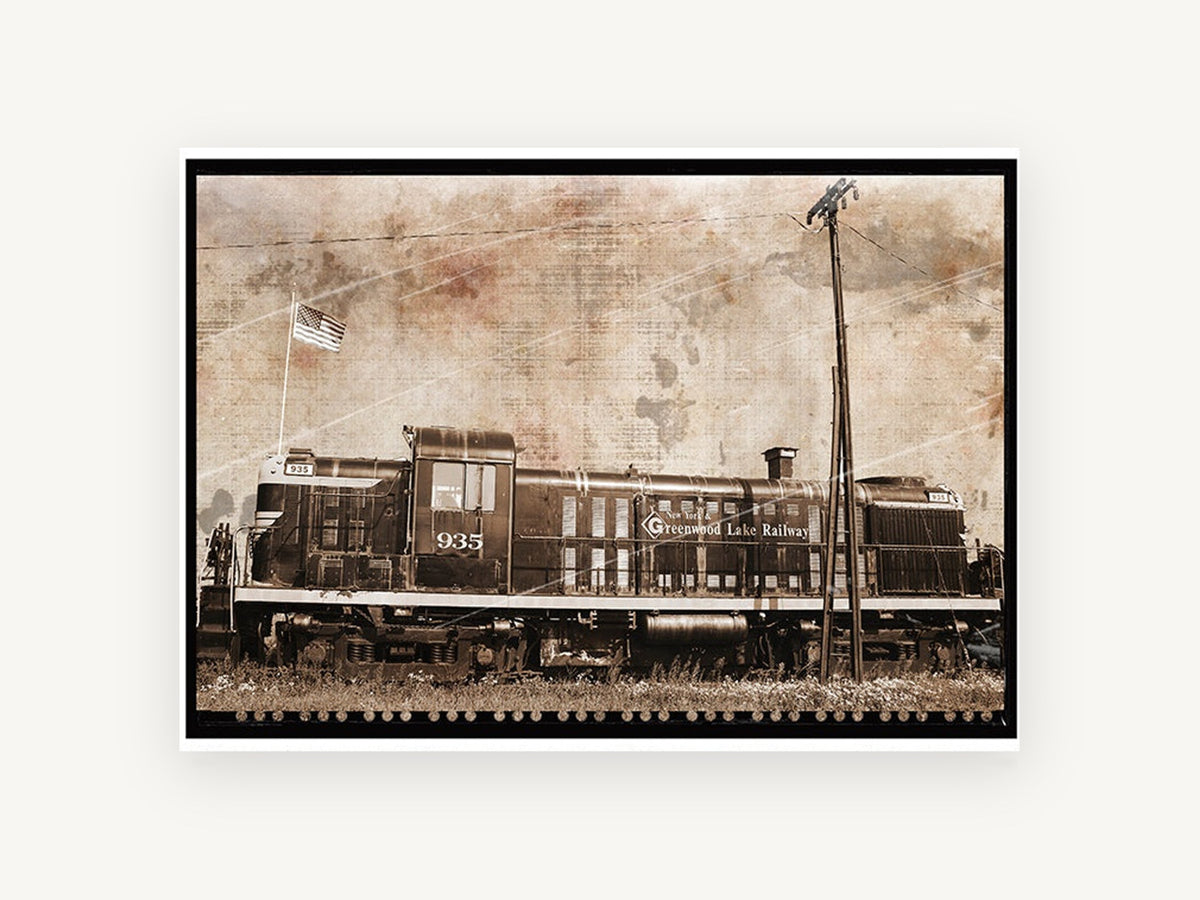 Greenwood Lake Diesel, vintage canvas wall art print, front view