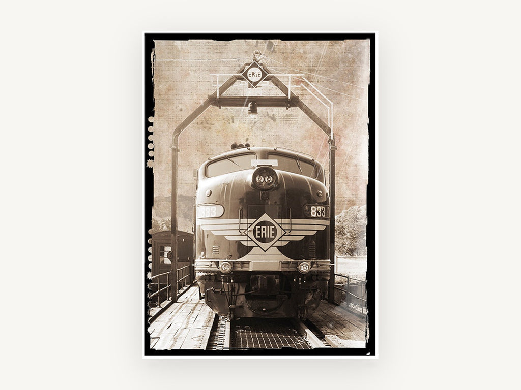 Erie Diesel Head-On, vintage canvas wall art print, front view
