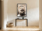 Erie Diesel Head-On vintage canvas print on the wall of a hallway