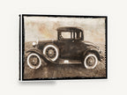 Sepia Coupe Meadow, vintage ford coupe car photograph, stretched canvas wall art print ready to hang