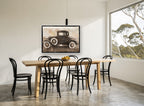 Sepia Coupe Meadow vintage canvas print on the wall of a dining room