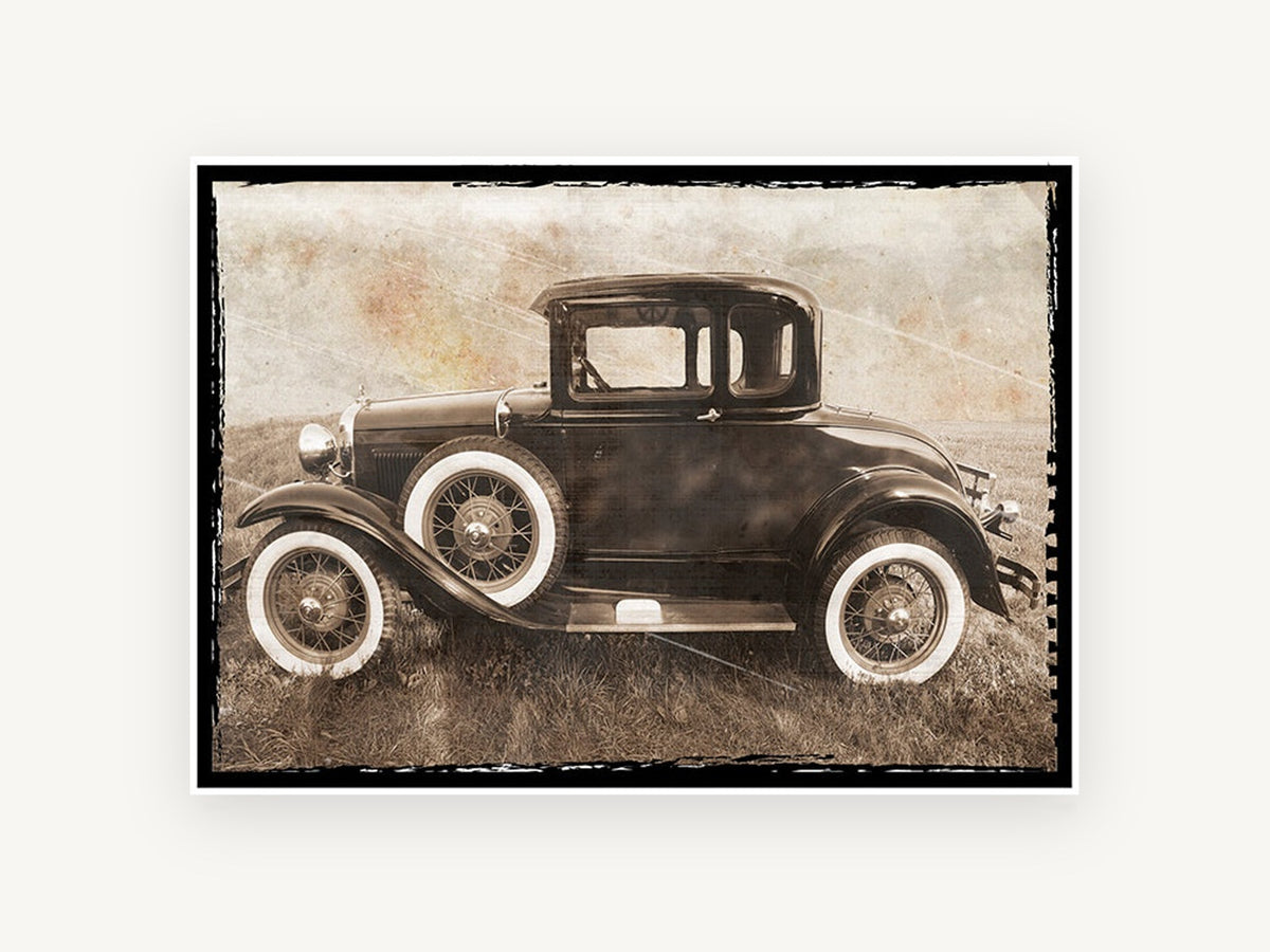 Sepia Coupe Meadow, vintage canvas wall art print, front view
