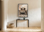 Rear of the Old Coupe vintage canvas print on the wall of a hallway