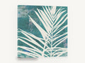 Cream Fronds on Teal, palm frond silhouette teal botanical, floral canvas wall art print ready to hang