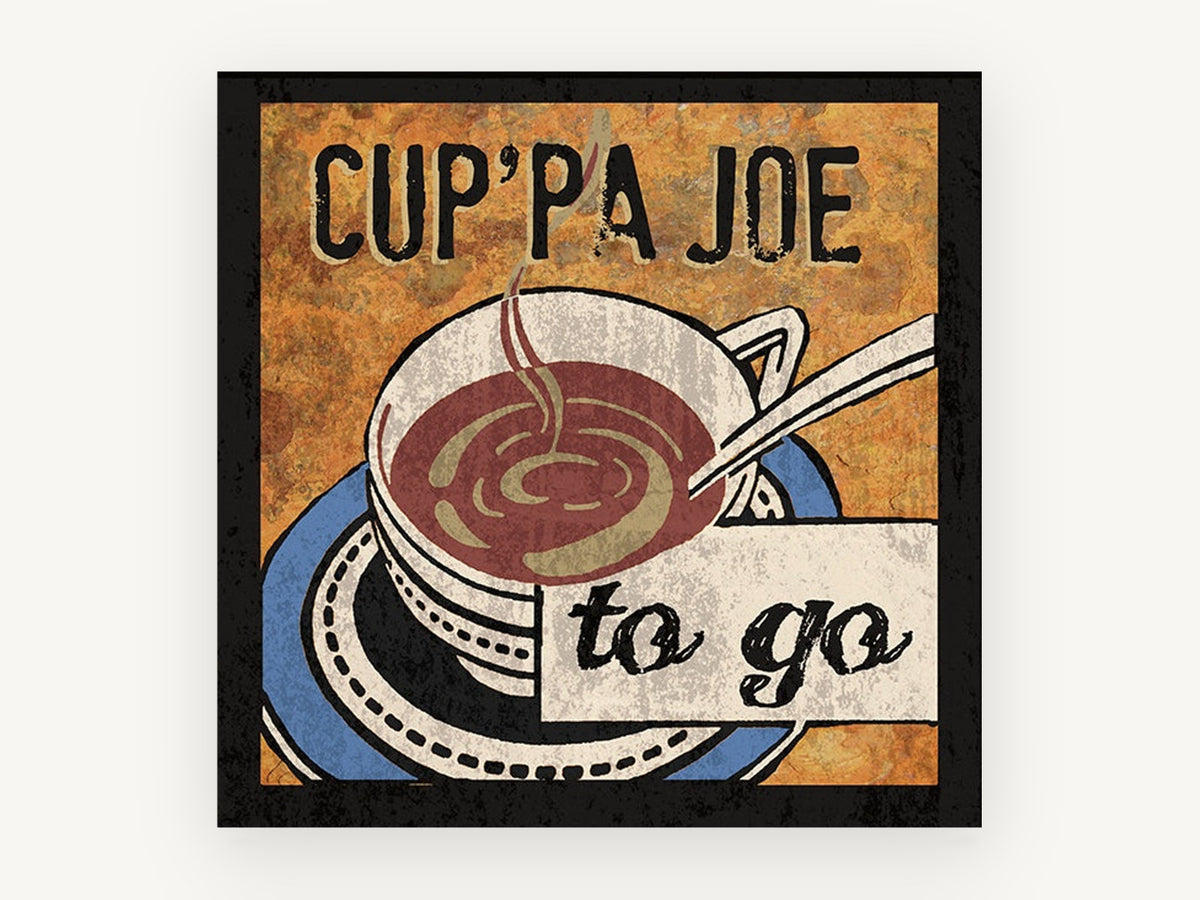 Cup'pa Joe To Go, vintage canvas wall art print, front view