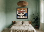 Cup'pa Joe Coffee vintage canvas print on the wall of a bedroom