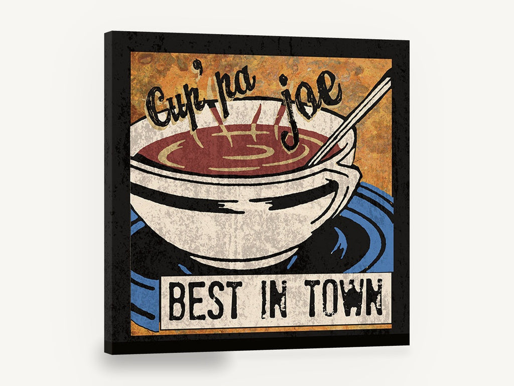 Cup'pa Joe Coffee, retro cup of coffee diner sign, stretched canvas wall art print ready to hang