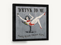 Drink To Me Martini, retro martini glass pin-up bar sign, stretched canvas wall art print ready to hang
