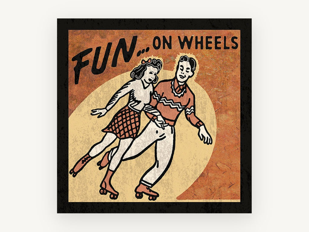 Fun On Wheels, vintage canvas wall art print, front view