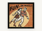 Fun On Wheels, vintage canvas wall art print, front view