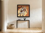 Fun On Wheels vintage canvas print on the wall of a hallway