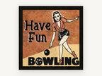 Have Fun Bowling, vintage canvas wall art print, front view