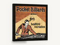 Healthful Recreation Pool, vintage pocket billiards pool poster, stretched canvas wall art print ready to hang