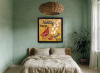 Healthy Poultry Fresh Eggs vintage canvas print on the wall of a bedroom