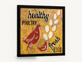 Healthy Poultry Fresh Eggs, vintage hen and fresh eggs farm sign, stretched canvas wall art print ready to hang