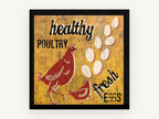 Healthy Poultry Fresh Eggs, vintage canvas wall art print, front view