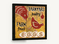 Farm Fresh Eggs, vintage barnyard poultry egg sign, stretched canvas wall art print ready to hang