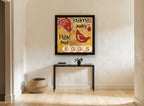 Farm Fresh Eggs vintage canvas print on the wall of a hallway