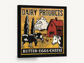 Dairy Farm Sign, vintage dairy farm advertising sign, stretched canvas wall art print ready to hang