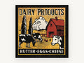 Dairy Farm Sign, vintage canvas wall art print, front view